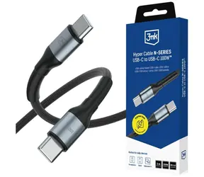 3mk Hyper kabel N-SERIES černá / Datový kabel / USB-C na USB-C / 3 m / 100W / PD 3.0