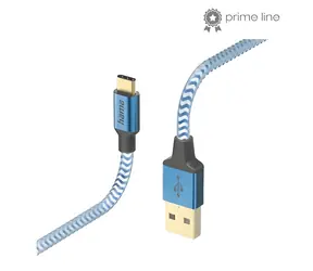 Hama Reflective modrá / Nabíjecí kabel / USB-A - USB-C / 1,5 m / nylon