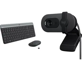 Logitech MK470 Slim US + Brio 100 / Bezdrátová sada klávesnice, myši a webkamery / USB