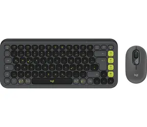 Logitech POP Icon Combo grafitová zelená / Bezdrátová sada klávesnice a myši