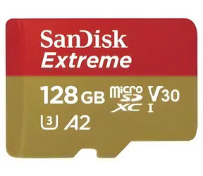 SanDisk Extreme microSDXC 128GB / microSD karta / UHS-I U3 V30 / A2 / čtení: 190 MB/s / zápis: 90 MB/s / vhodné pro 4K
