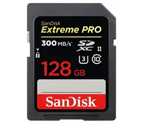 SanDisk Extreme PRO SDXC 128 GB / Paměťová karta / Class 10 / UHS-II / U3 / V90 / čtení: 300 MB/s / zápis: 300 MB/s