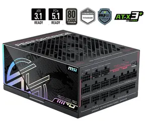 MSI MPG AI1600TS PCIE5 / Zdroj / ATX3.1 / 1600W / 80PLUS Titanium / Aktivní PFC / PCIe 5.0 / modulární