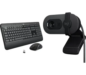 Logitech MK540 Advanced US + Brio 100 šedá / Bezdrátová sada klávesnice, myši a webkamery / USB