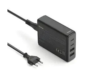 Hama GaN USB nabíječka 65W černá / Nabíječka / 2x USB-C / 2x USB-A / PD / QC