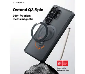 Torras Ostand Q3 Spin Obsidian Black / Ochranné pouzdro / Samsung Galaxy S26 Ultra / stojánek 360° / magnetický