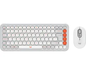 Logitech POP Icon Combo bílá / Bezdrátová sada klávesnice a myši