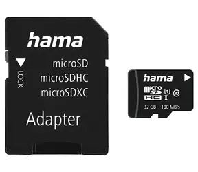 Hama microSDHC 32 GB + adaptér / Paměťová karta / Class 10 / UHS-I / 80 MB/s