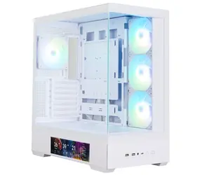 ZALMAN P40 DS bílá / ATX / 4x 120mm ARGB / 2x USB 3.0 + 1x USB-C / 9.1" LCD displej / bez zdroje / panoramatická