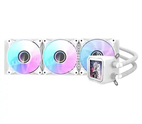 darkFlash DV360S bílá / AiO chladič CPU / 3x 120 mm / ARGB podsvícení / LCD displej / 800-1800 RPM / 30 dB / Intel + AMD