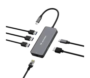 Verbatim USB-C Essentials Multiport Hub / 6 portů / 3× USB-C 3.2 Gen 1 / HDMI / USB-C PD / RJ-45