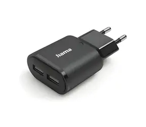 Hama černá / Síťová nabíječka / 2x USB-A / 12 W