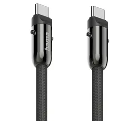 Hama USB-C 2v1 černá / Kabel a řemínek na telefon / USB-C - USB-C / 1,2 m / rychlé nabíjení