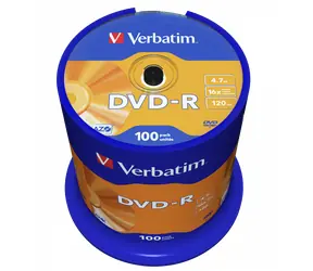 Verbatim DVD-R / Optické médium / 4,7 GB / 16x / 100 ks / cake box