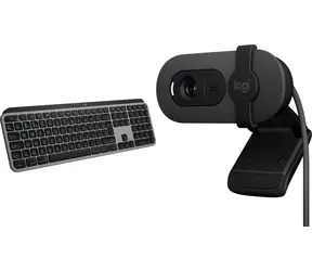 Logitech MX Keys S for Mac + Brio 100 / Bezdrátová sada klávesnice a webkamery / Bluetooth / USB-C