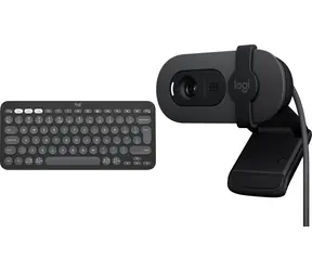 Logitech Pebble Keys 2 K380s + Brio 100 / Sada / Bezdrátová klávesnice / Webkamera / Bluetooth