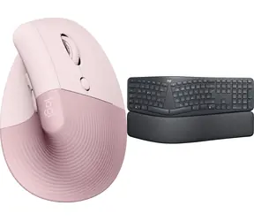 Logitech Lift růžová + Ergo K860 / Sada / Ergonomická myš + klávesnice / bezdrátová 2.4 GHz / pro praváky