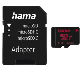 Hama microSDXC 64 GB / Paměťová karta / UHS Speed Class 3 / UHS-I / 80 MB/s / +adaptér