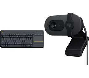 Logitech K400 Plus + Brio 100 / Sada / Bezdrátová klávesnice s touchpadem / Webkamera