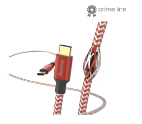 Hama Reflective červená / Nabíjecí kabel / USB-C na USB-C / 1,5 m / nylon