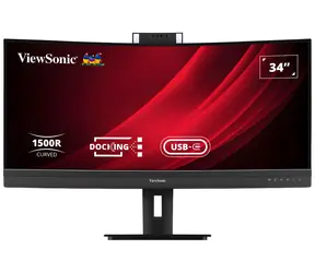 34" ViewSonic VG3457CV černá / Monitor / VA / zakřivený / 3440 x 1440 / 21:9 / 100 Hz / USB-C 100 W / RJ45 / webkamera
