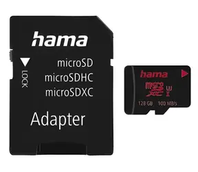 Hama microSDXC 128 GB + adaptér / Paměťová karta / Class 10 / UHS-I U3 / 80 MB/s