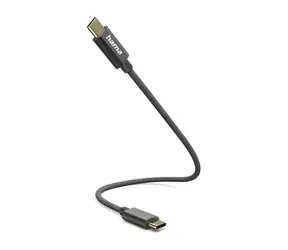 Hama USB-C na USB-C nylon černá / Nabíjecí kabel / USB 2.0 / 480 Mbps / 0,2 m
