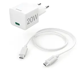 Hama rychlá USB-C nabíječka bílá / Nabíjecí sada / PD / QC / 20 W / kabel USB-C 1 m
