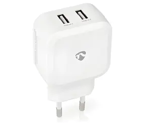 Nedis bílá / Síťová nabíječka / 24 W / 2x USB-A / 2x 2.4 A