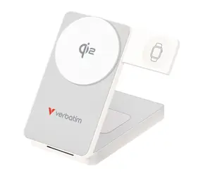 Verbatim Foldable 3-in-1 bílá / Magnetická bezdrátová powerbanka / 10000 mAh / USB-C