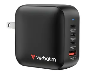 Verbatim 32231 Mini GaN Charger černá / Cestovní adaptér / GaN / 3x USB-C PD 3.0 / 1x USB-A QC 3.0 / 100W