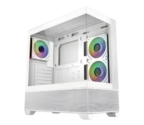 Cooler Master Elite 690 White bílá/dřevo / Skříň / ATX / 2x USB-A 3.0 / 1x USB-C 3.2 Gen 2x2 / 3x 120mm ARGB