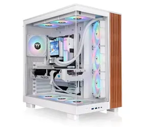 Thermaltake View 380 XL WS ARGB bílá/dřevo / ATX / 2x USB-A 3.2 / 1x USB-C / 4x120mm / bez zdroje / průhledná bočnice
