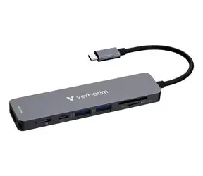 Verbatim USB-C Essentials Multiport Hub šedá / Dokovací stanice / 7 portů / HDMI 4K / 2x USB-A / 2x USB-C / SD+microSD