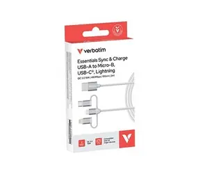 Verbatim 32394 bílá / Nabíjecí kabel 3v1 / USB-A na Micro-B + USB-C + Lightning / 18W / 1m