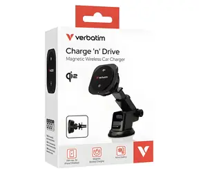 Verbatim Charge 'n' Drive CND-02 černá / Držák telefonu do auta / Qi2 / 15 W / USB-C