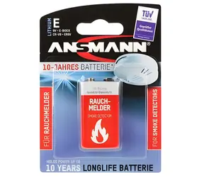 Ansmann 9V Lithium E-Block 10 let / Baterie / pro detektory kouře / 1 ks