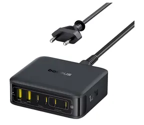 Baseus Nomos FH21 černá / Nabíjecí stanice / 120W / GaN / 4× USB-C / 2× USB-A