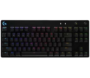 Logitech G PRO černá / Herní klávesnice / UK layout / kabel USB-A / RGB Lightsync / bez num. kláves / GX Blue Clicky