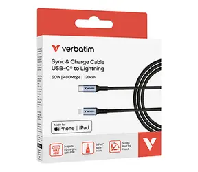 Verbatim 31844 černá / Kabel USB-C na Lightning / 60 W / 1,2 m / PD 3.0 / MFi