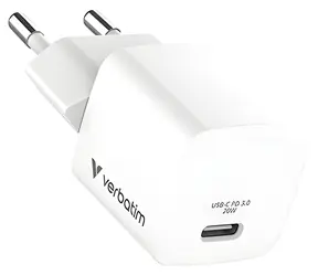 Verbatim Mini GaN bílá / Nabíjecí adaptér / 20 W / 1x USB-C / PD 3.0 / kabel USB-C 1 m