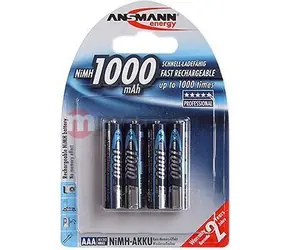 Ansmann 1000 Micro / Akumulátor AAA / NiMH / 1,2 V / 1000 mAh / 4 ks