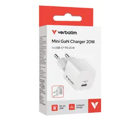 Verbatim Mini GaN Charger 20W bílá / Nabíjecí adaptér / USB-C / PD 3.0