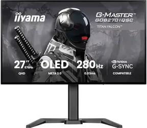 27" iiyama G-Master GOB2701QSC-B1 Titan Falcon černá / Monitor / Tandem OLED / QHD / 280 Hz / 0,03 ms / USB-C 65W