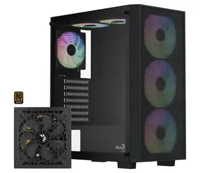 Aerocool B509A Flow černá / PC skříň / Midi Tower / ATX / Mesh / Tvrzené sklo / Se zdrojem 650W