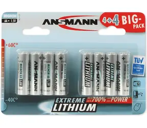 Ansmann Extreme Lithium Mignon AA / Baterie / 8 ks / 1,5 V / FR6
