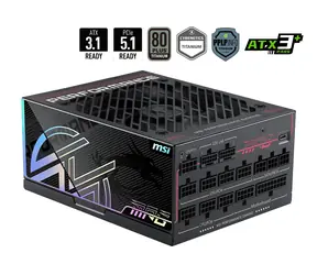 MSI MPG Ai1300TS PCIE5 / Zdroj / ATX3.1 / 1300W / 80PLUS Titanium / Aktivní PFC / modulární