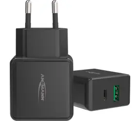 Ansmann HC218PD černá / Nabíječka do sítě / 1× USB-C + 1× USB-A / 18 W / Power Delivery / Quick Charge