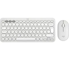Logitech Pebble 2 Combo bílá / Bezdrátová sada klávesnice a myši / US layout