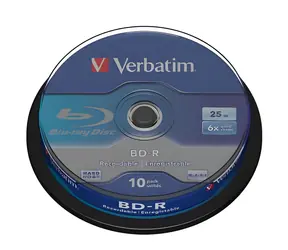 Verbatim BD-R 25 GB Single Layer / Blu-ray disk / 6x / 10 ks / vřeteno